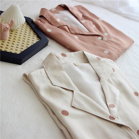 ポルカドットコットンパジャマセット
