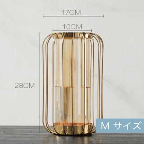 ゴールド 格子フラワーベース