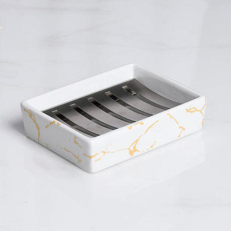 大理石調スクエアデザインソープディッシュ