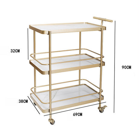 ゴールド×大理石調キッチンワゴン