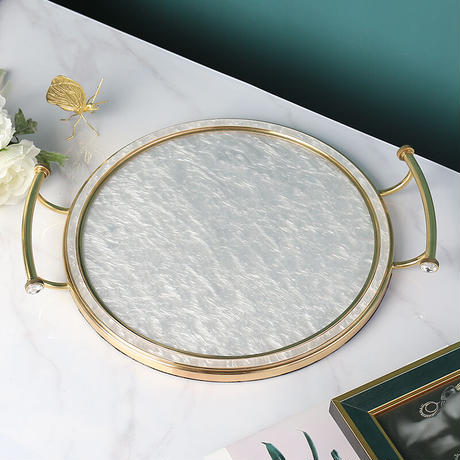 ホワイトマーブル調ラウンドトレイ