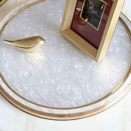 ホワイトマーブル調ラウンドトレイ