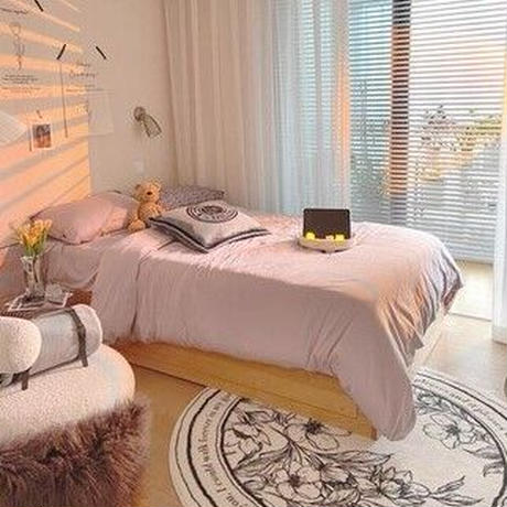 ボタニカルデザインサークルラグ ラージサイズ