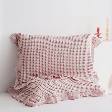 コットン ワッフルフリルピローケース