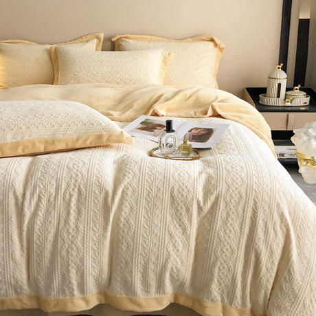 バイカラーニットデザインベッドリネン（ダブル/クイーン サイズ）