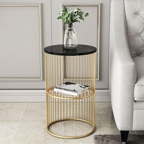 大理石ゴールドラインサイドテーブル