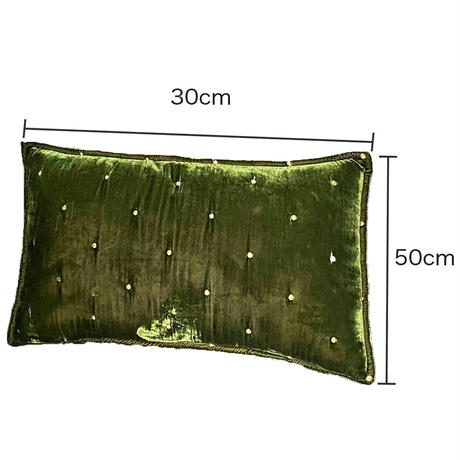 レトログリーンベルベットクッション