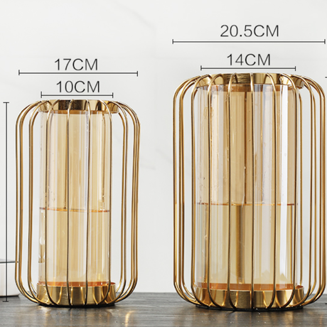 ゴールド 格子フラワーベース