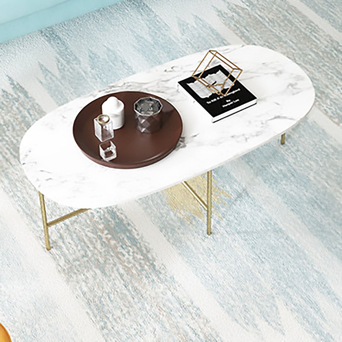 大理石プレミアムオーバルローテーブル