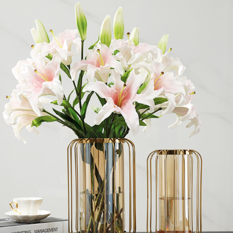 ゴールド 格子フラワーベース