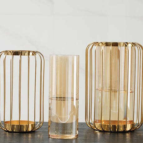 ゴールド 格子フラワーベース