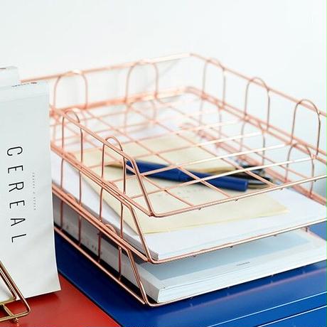 ゴールドA4ワイヤーバスケット 2点セット