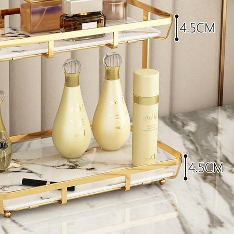 ゴールド×マーブル柄3段コスメ収納ラック